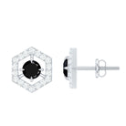 1 CT Minimal Black Onyx and Diamond Geometric Stud Earrings Black Onyx - ( AAA ) - Quality - Rosec Jewels