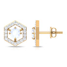 1 CT Minimal Moonstone and Diamond Geometric Stud Earrings Moonstone - ( AAA ) - Quality - Rosec Jewels