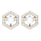 1 CT Minimal Moonstone and Diamond Geometric Stud Earrings Moonstone - ( AAA ) - Quality - Rosec Jewels