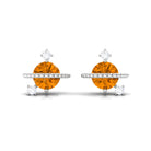 1/2 CT Contemporary Citrine and Diamond Celestial Stud Earrings Citrine - ( AAA ) - Quality - Rosec Jewels