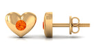 Gypsy Set Round Orange Sapphire Heart Stud Earrings Orange Sapphire - ( AAA ) - Quality - Rosec Jewels