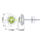 1 CT Classic Peridot Stud Earrings with Diamond Halo Peridot - ( AAA ) - Quality - Rosec Jewels