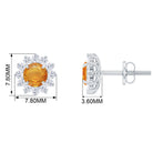 1 CT Orange Sapphire Classic Stud Earrings with Diamond Halo Orange Sapphire - ( AAA ) - Quality - Rosec Jewels