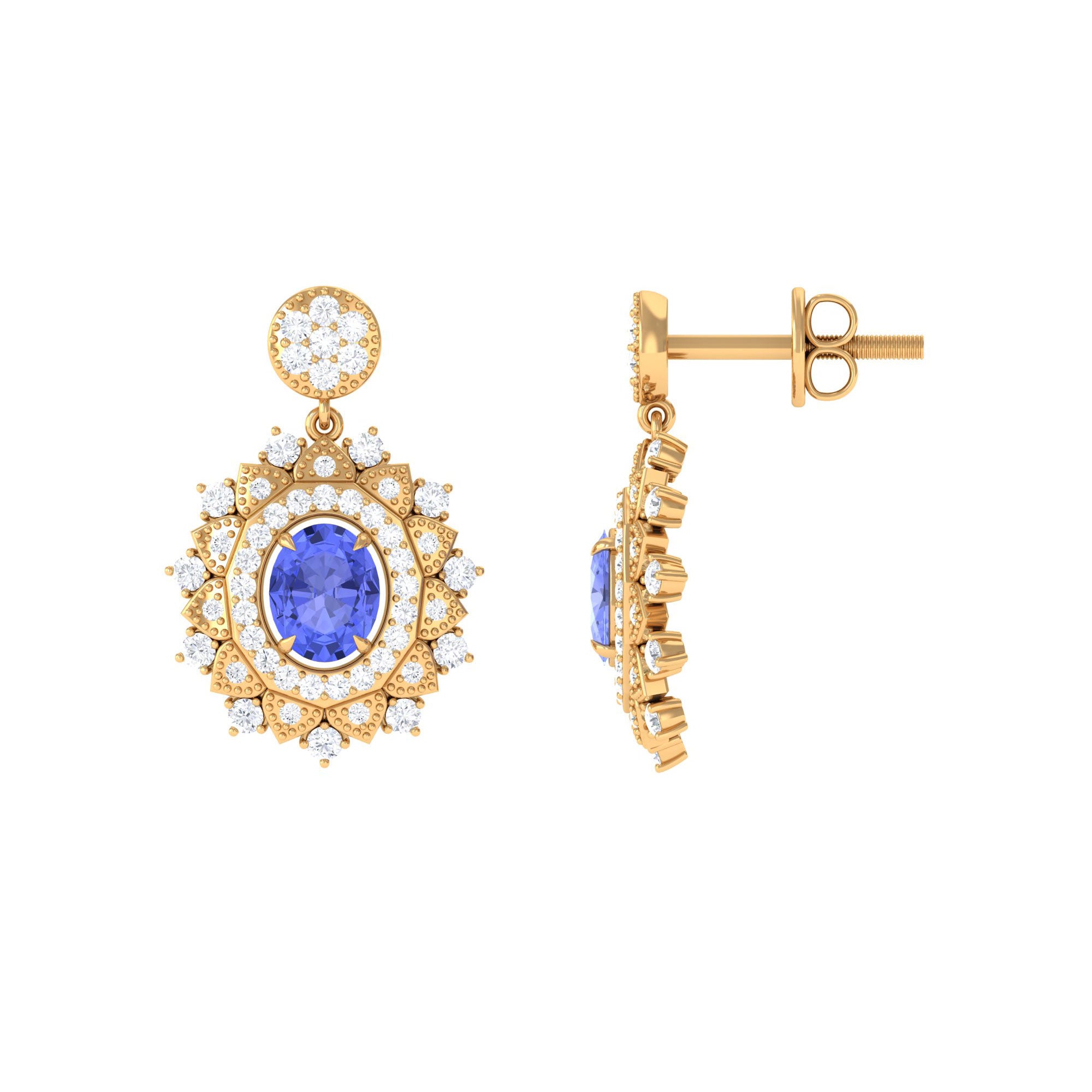 1.25 CT Natural Tanzanite and Diamond Bridal Drop Earrings Tanzanite - ( AAA ) - Quality - Rosec Jewels