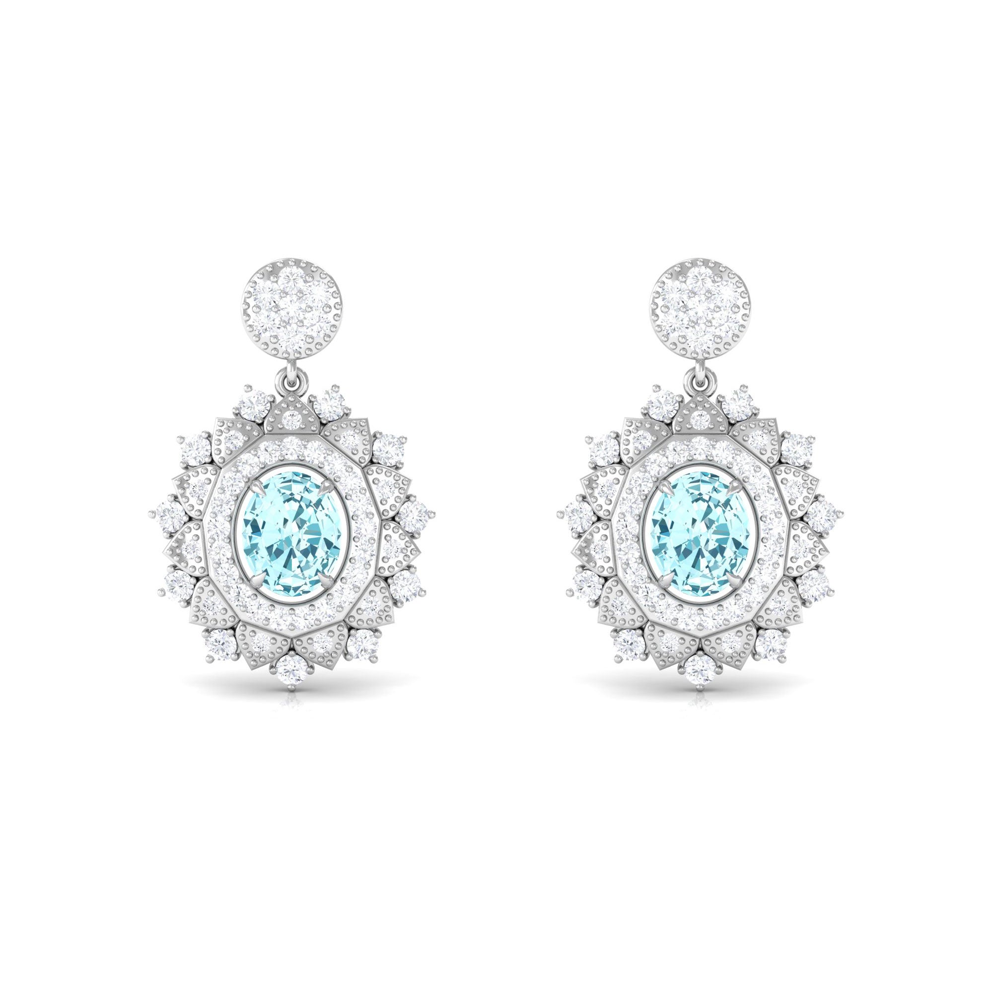 1.25 CT Real Aquamarine and Diamond Bridal Drop Earrings Aquamarine - ( AAA ) - Quality - Rosec Jewels