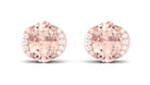 1.50 CT Oval Morganite Stud Earrings with Diamond Accent Morganite - ( AAA ) - Quality - Rosec Jewels