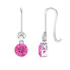 1.25 CT Simple Pink Sapphire Drop Earrings with Diamond Pink Sapphire - ( AAA ) - Quality - Rosec Jewels