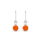 Simple Orange Sapphire and Diamond Drop Earrings Orange Sapphire - ( AAA ) - Quality - Rosec Jewels