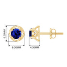 Round Cut Created Blue Sapphire Solitaire Floral Stud Earrings Lab Created Blue Sapphire - ( AAAA ) - Quality - Rosec Jewels