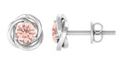 1/2 CT Round Morganite Solitaire Swirl Stud Earrings in Gold Morganite - ( AAA ) - Quality - Rosec Jewels