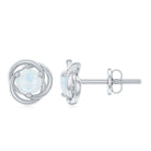 3 Prong Set Solitaire Moonstone Swirl Stud Earrings Moonstone - ( AAA ) - Quality - Rosec Jewels