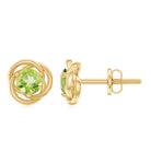 Solitaire Peridot Swirl Stud Earrings Peridot - ( AAA ) - Quality - Rosec Jewels