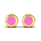 Simple Round Pink Sapphire Solitaire Stud Earrings in Bezel Setting Pink Sapphire - ( AAA ) - Quality - Rosec Jewels