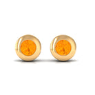 1/2 CT Bezel Set Round Fire Opal Solitaire Stud Earrings Fire Opal - ( AAA ) - Quality - Rosec Jewels