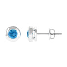 0.5 CT Bezel Set Swiss Blue Topaz Solitaire Stud Earrings Swiss Blue Topaz - ( AAA ) - Quality - Rosec Jewels