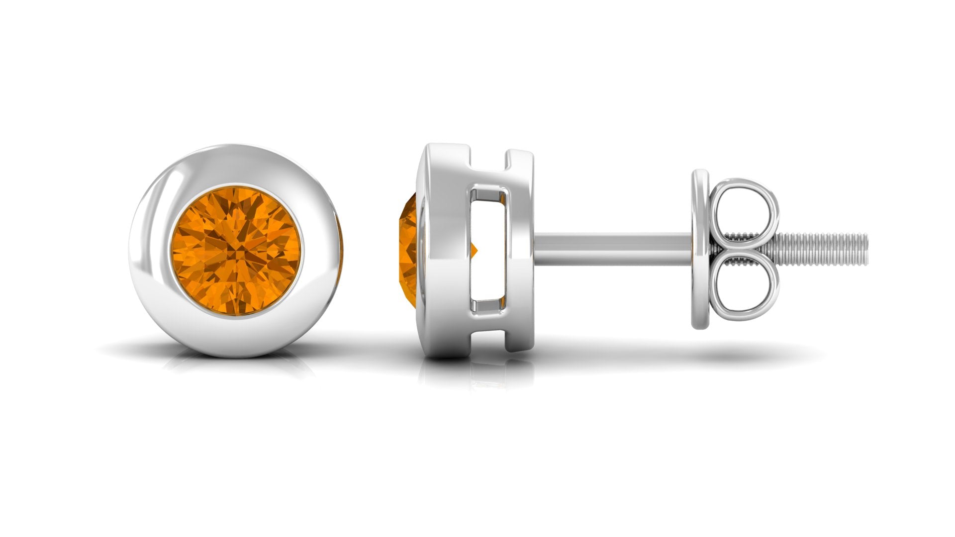 1/2 CT Natural Citrine Solitaire Stud Earrings in Bezel Setting Citrine - ( AAA ) - Quality - Rosec Jewels