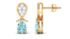 Real Aquamarine and Diamond Bridal Drop Earrings Aquamarine - ( AAA ) - Quality - Rosec Jewels