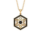 Vintage Inspired Flower Pendant Necklace with Black Diamond Black Diamond - ( AAA ) - Quality - Rosec Jewels