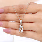 April Birthstone Diamond Kitty Charm Necklace For Women Diamond - ( HI-SI ) - Color and Clarity - Rosec Jewels