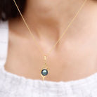 7.5 CT Solitaire Tahitian Pearl Gold Leaf Pendant Tahitian pearl - ( AAA ) - Quality - Rosec Jewels