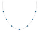 Real London Blue Topaz Station Chain Necklace with Diamond London Blue Topaz - ( AAA ) - Quality - Rosec Jewels