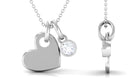 Heart Charm Pendant Necklace with Moissanite Moissanite - ( D-VS1 ) - Color and Clarity - Rosec Jewels