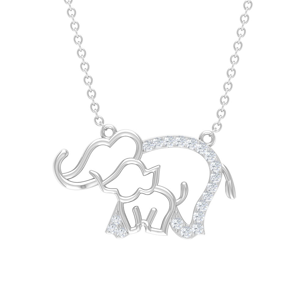 Dainty Moissanite Cute Elephant Necklace for Mothers Day Gift Moissanite - ( D-VS1 ) - Color and Clarity - Rosec Jewels