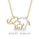 Dainty Moissanite Cute Elephant Necklace for Mothers Day Gift Moissanite - ( D-VS1 ) - Color and Clarity - Rosec Jewels