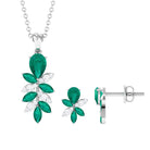 1.75 CT Nature Inspired Emerald and Diamond Dangle jewelry Set Emerald - ( AAA ) - Quality - Rosec Jewels