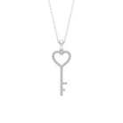 Simple Cubic Zirconia Heart Key Necklace Zircon - ( AAAA ) - Quality - Rosec Jewels