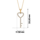 Simple Cubic Zirconia Heart Key Necklace Zircon - ( AAAA ) - Quality - Rosec Jewels