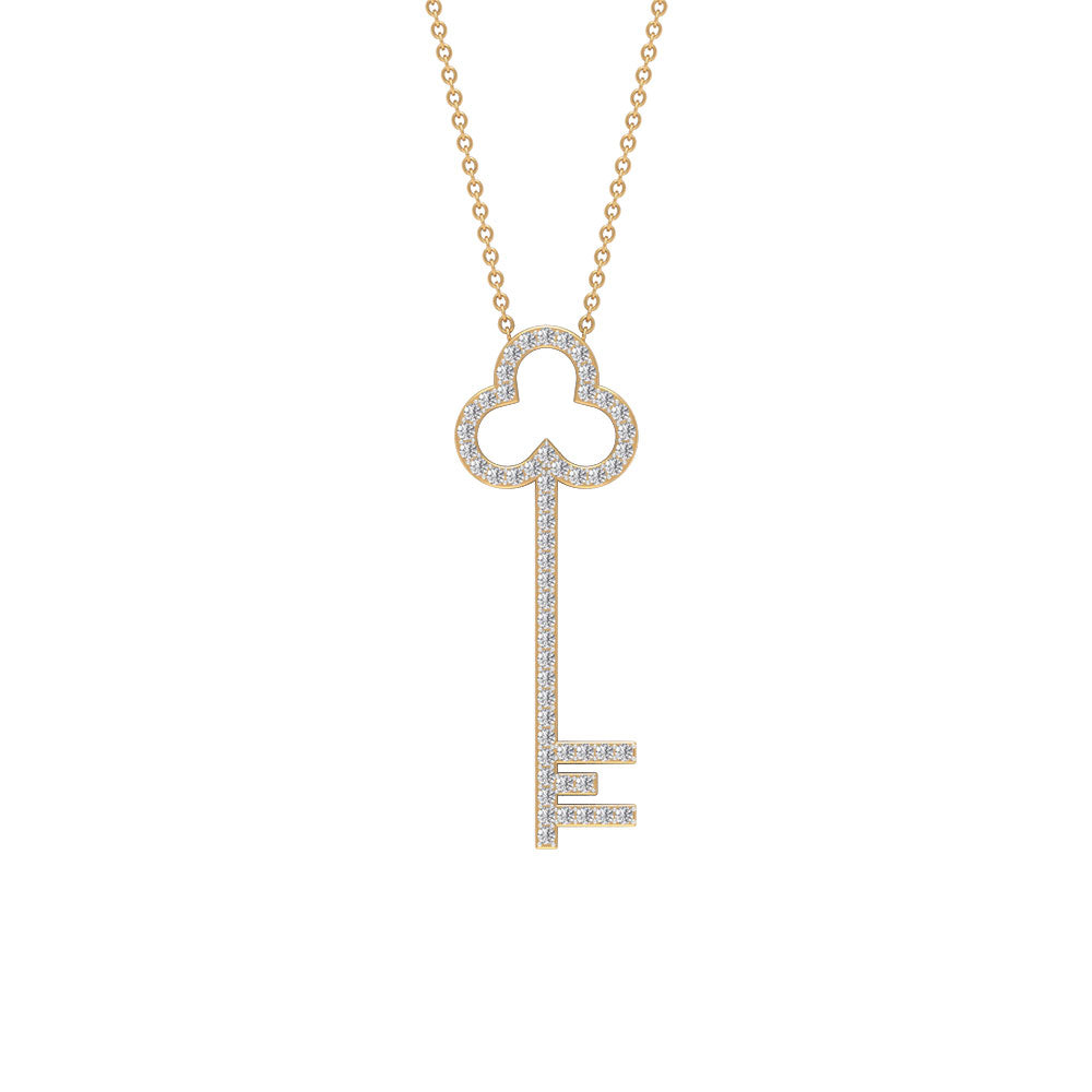 CZ Key Pendant Necklace Zircon - ( AAAA ) - Quality - Rosec Jewels