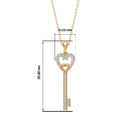 Cubic Zirconia Heart Key Pendant Necklace Zircon - ( AAAA ) - Quality - Rosec Jewels