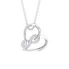 Zircon Interlock Infinity Heart Pendant Zircon - ( AAAA ) - Quality - Rosec Jewels