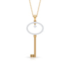 Classic Key Pendant Necklace with Cubic Zirconia Zircon - ( AAAA ) - Quality - Rosec Jewels