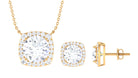 8.50 CT Round Cut Zircon Halo Necklace and Earrings Set Zircon - ( AAAA ) - Quality - Rosec Jewels