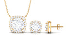 8.50 CT Round Cut Zircon Halo Necklace and Earrings Set Zircon - ( AAAA ) - Quality - Rosec Jewels