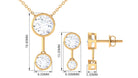 3 CT Bezel Set Round Zircon Minimal Drop Jewelry Set Zircon - ( AAAA ) - Quality - Rosec Jewels