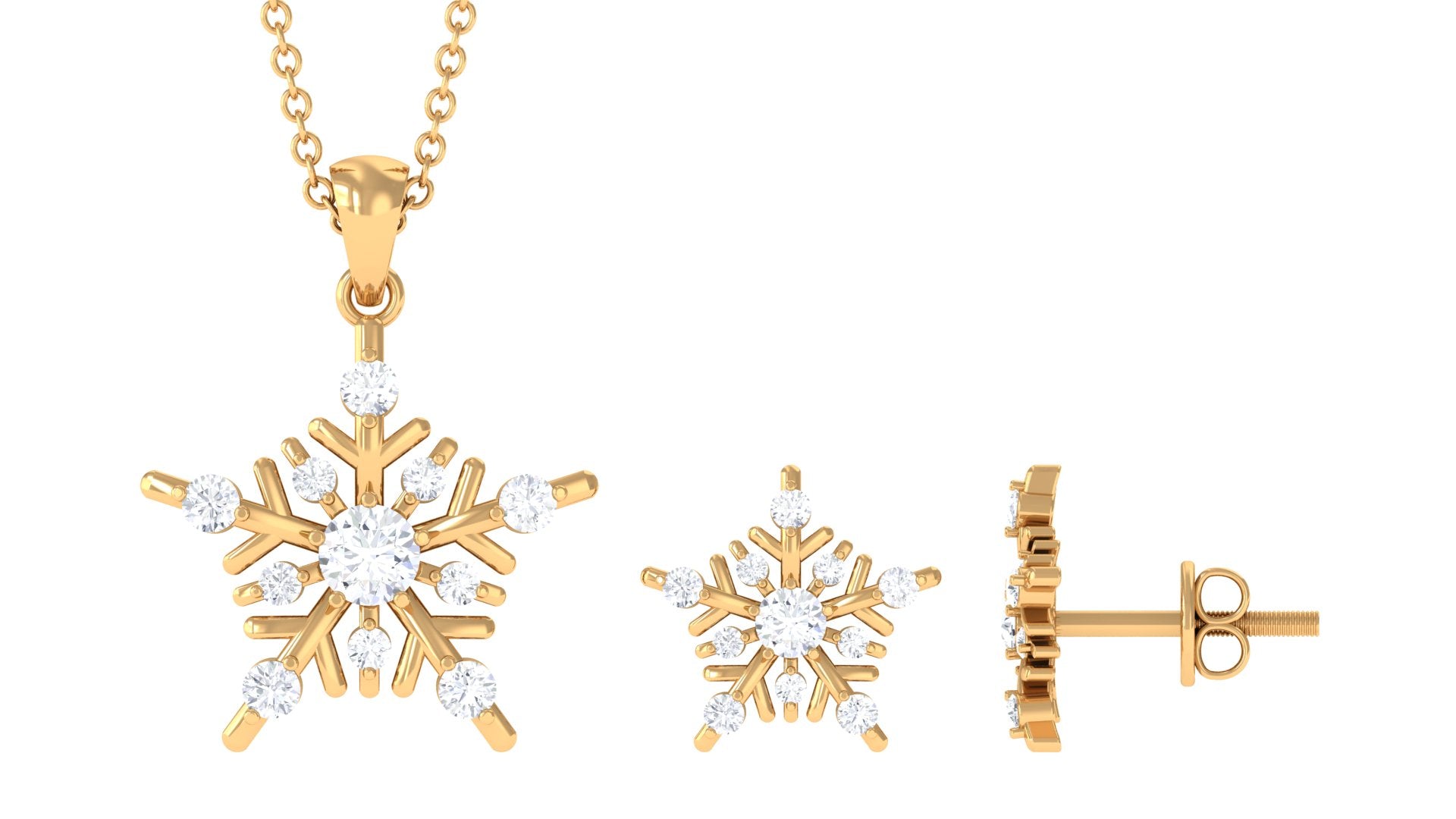 Cubic Zirconia Snowflake Jewelry Set Zircon - ( AAAA ) - Quality - Rosec Jewels