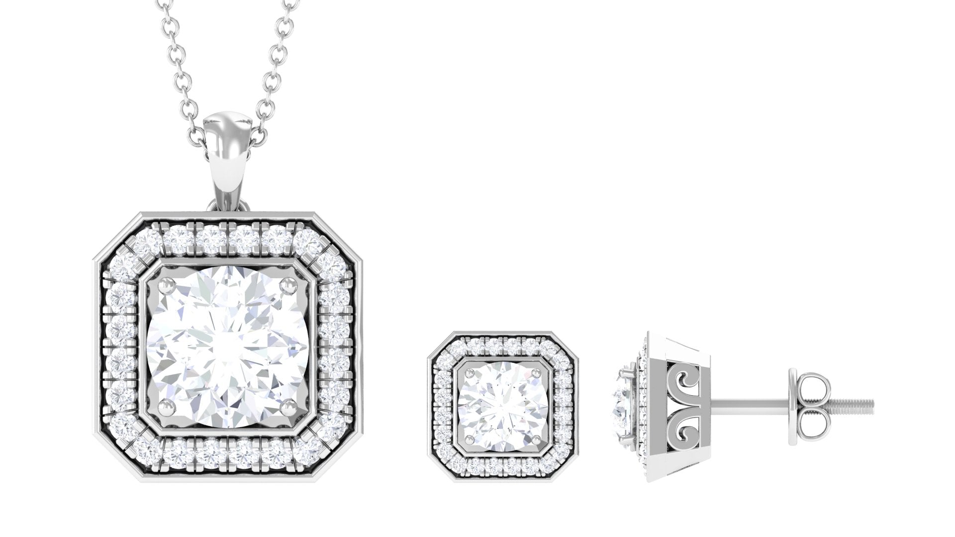 5.25 CT Vintage Inspired Cubic Zirconia Jewelry Set in Gold Zircon - ( AAAA ) - Quality - Rosec Jewels