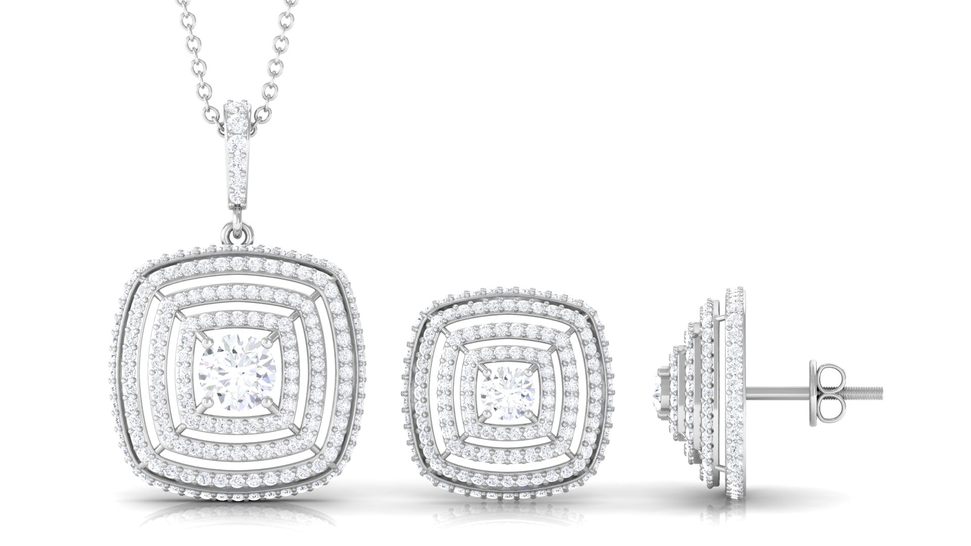 3.75 CT Round Cut Zircon Statement Jewelry Set in Gold Zircon - ( AAAA ) - Quality - Rosec Jewels