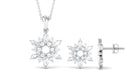 4 CT Cubic Zirconia Flower Cluster Jewelry Set in Gold Zircon - ( AAAA ) - Quality - Rosec Jewels