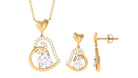 2 CT Cubic Zirconia Heart Drop Jewelry Set in Gold Zircon - ( AAAA ) - Quality - Rosec Jewels