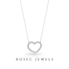 1 CT Round Cubic Zirconia Minimal Open Heart Necklace Zircon - ( AAAA ) - Quality - Rosec Jewels