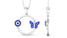 Moissanite Eternity Pendant with Enameled Evil Eye and Butterfly Moissanite - ( D-VS1 ) - Color and Clarity - Rosec Jewels