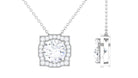 2.75 CT Cubic Zirconia Vintage Halo Pendant Necklace in Claw Setting Zircon - ( AAAA ) - Quality - Rosec Jewels