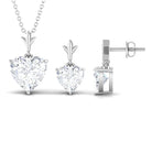 Heart Shape Moissanite Solitaire Jewelry Set Moissanite - ( D-VS1 ) - Color and Clarity - Rosec Jewels