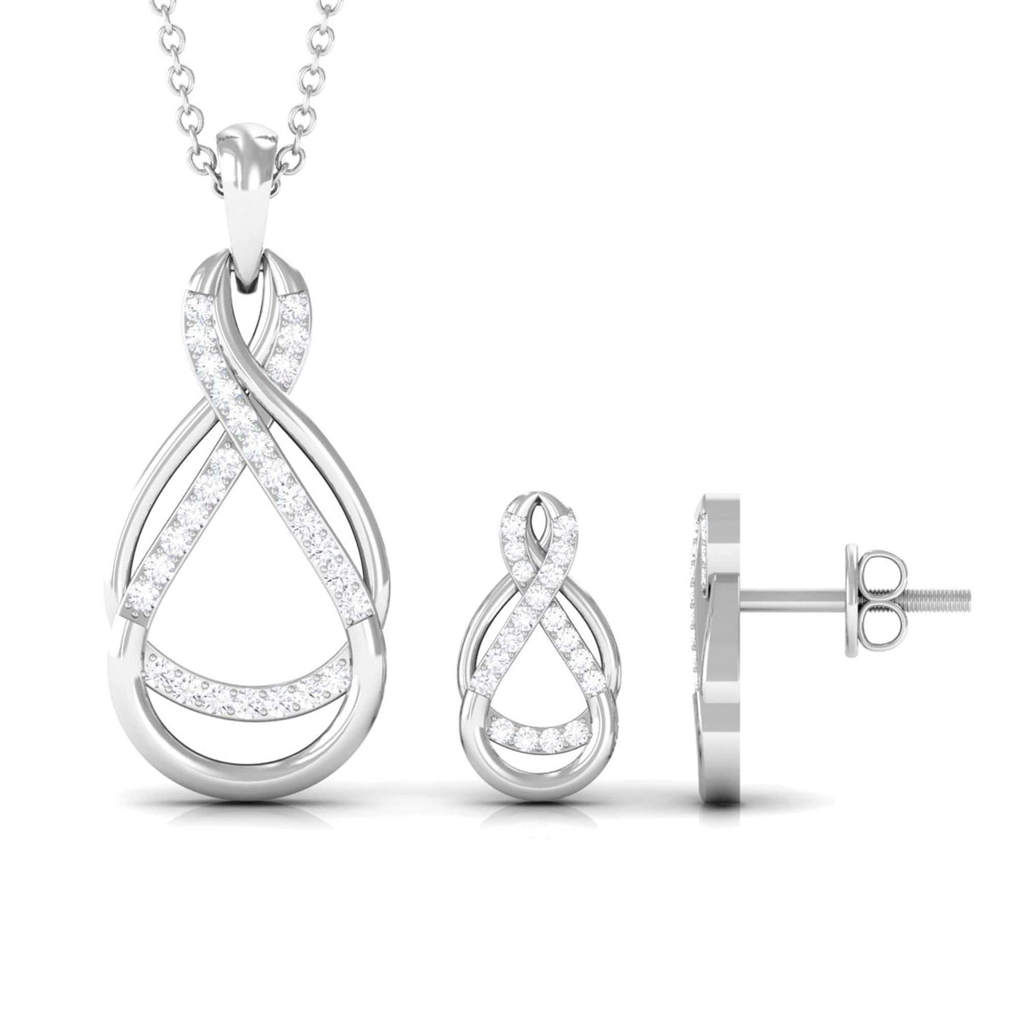 Round Moissanite Infinity Jewelry Set Moissanite - ( D-VS1 ) - Color and Clarity - Rosec Jewels