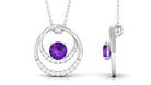 Classic Amethyst and Diamond Open Circle Pendant Amethyst - ( AAA ) - Quality - Rosec Jewels