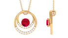 Classic Created Ruby and Diamond Open Circle Pendant Lab Created Ruby - ( AAAA ) - Quality - Rosec Jewels